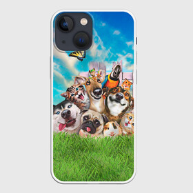 Чехол для iPhone 13 mini с принтом Пет селфи в Новосибирске,  |  | pet | вери | кот | лягушка | мопс | морская свинка | пет селфи | попугай | селфи | хаски | хомяк