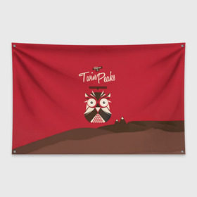 Флаг-баннер с принтом Добро пожаловать в Twin Peaks в Новосибирске, 100% полиэстер | размер 67 х 109 см, плотность ткани — 95 г/м2; по краям флага есть четыре люверса для крепления | дьявол | крафт | плакат | ретро | сова | твин пикс