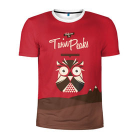 Мужская футболка 3D спортивная с принтом Добро пожаловать в Twin Peaks в Новосибирске, 100% полиэстер с улучшенными характеристиками | приталенный силуэт, круглая горловина, широкие плечи, сужается к линии бедра | дьявол | крафт | плакат | ретро | сова | твин пикс