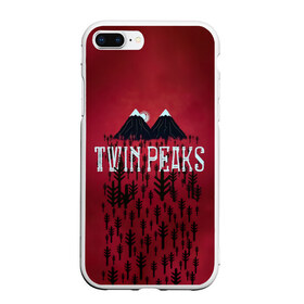 Чехол для iPhone 7Plus/8 Plus матовый с принтом Лес Twin Peaks в Новосибирске, Силикон | Область печати: задняя сторона чехла, без боковых панелей | горы | надпись | ретро | твин пикс