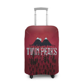 Чехол для чемодана 3D с принтом Лес Twin Peaks в Новосибирске, 86% полиэфир, 14% спандекс | двустороннее нанесение принта, прорези для ручек и колес | горы | надпись | ретро | твин пикс