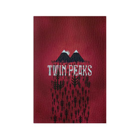 Обложка для паспорта матовая кожа с принтом Лес Twin Peaks в Новосибирске, натуральная матовая кожа | размер 19,3 х 13,7 см; прозрачные пластиковые крепления | Тематика изображения на принте: горы | надпись | ретро | твин пикс