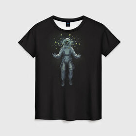 Женская футболка 3D с принтом Космонавт с Бабочками в Новосибирске, 100% полиэфир ( синтетическое хлопкоподобное полотно) | прямой крой, круглый вырез горловины, длина до линии бедер | астронавт | время первых | вселенная | гагарин | галактика | гравитация | звезды | интерстеллар | космический | луна | магия | млечный путь | невесомость | полет | скафандр | черная дыра