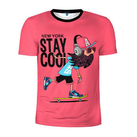 Мужская футболка 3D спортивная с принтом Stay cool в Новосибирске, 100% полиэстер с улучшенными характеристиками | приталенный силуэт, круглая горловина, широкие плечи, сужается к линии бедра | hipster | skateboard | sport
