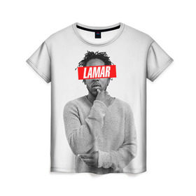 Женская футболка 3D с принтом Lamar в Новосибирске, 100% полиэфир ( синтетическое хлопкоподобное полотно) | прямой крой, круглый вырез горловины, длина до линии бедер | kendrick lamar | кендрик ламар | рэп. | хип хоп