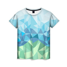 Женская футболка 3D с принтом URAL polygonal в Новосибирске, 100% полиэфир ( синтетическое хлопкоподобное полотно) | прямой крой, круглый вырез горловины, длина до линии бедер | polygonal | yaaydesign | екатеринбург | поли | полигональный | россия | урал