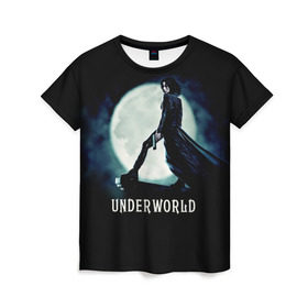 Женская футболка 3D с принтом Другой мир в Новосибирске, 100% полиэфир ( синтетическое хлопкоподобное полотно) | прямой крой, круглый вырез горловины, длина до линии бедер | fentezi | underworld | боевик | вампир | кино | киногерой | луна | ночь | оборотень | оружие | фэнтези