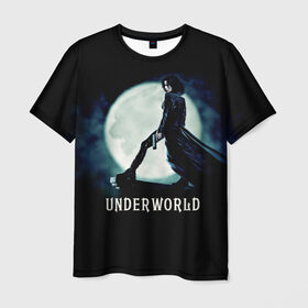 Мужская футболка 3D с принтом Другой мир в Новосибирске, 100% полиэфир | прямой крой, круглый вырез горловины, длина до линии бедер | Тематика изображения на принте: fentezi | underworld | боевик | вампир | кино | киногерой | луна | ночь | оборотень | оружие | фэнтези