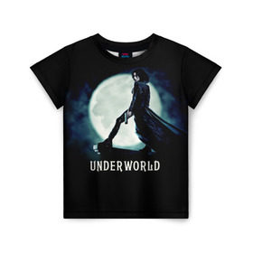 Детская футболка 3D с принтом Другой мир в Новосибирске, 100% гипоаллергенный полиэфир | прямой крой, круглый вырез горловины, длина до линии бедер, чуть спущенное плечо, ткань немного тянется | fentezi | underworld | боевик | вампир | кино | киногерой | луна | ночь | оборотень | оружие | фэнтези