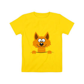 Детская футболка хлопок с принтом Хитрый лис в Новосибирске, 100% хлопок | круглый вырез горловины, полуприлегающий силуэт, длина до линии бедер | animals | fox | животные | карман | лес | лис | лиса | милый | охота | охотник | хитрый