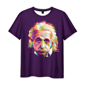 Мужская футболка 3D с принтом Альберт Эйнштейн в Новосибирске, 100% полиэфир | прямой крой, круглый вырез горловины, длина до линии бедер | Тематика изображения на принте: albert einstein | идея | интеллект | искусство | наука | открытие | прикол | профессор | ум | учёный | юмор