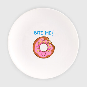 Тарелка с принтом Укуси меня в Новосибирске, фарфор | диаметр - 210 мм
диаметр для нанесения принта - 120 мм | Тематика изображения на принте: bart | donut | food | homer | simpsons | аппетит | барт | гомер | еда | мультфильм | пончик | симпсоны | сладкий