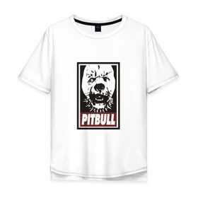 Мужская футболка хлопок Oversize с принтом Pitbull в Новосибирске, 100% хлопок | свободный крой, круглый ворот, “спинка” длиннее передней части | Тематика изображения на принте: 