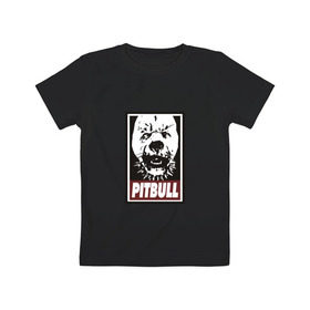 Детская футболка хлопок с принтом Pitbull в Новосибирске, 100% хлопок | круглый вырез горловины, полуприлегающий силуэт, длина до линии бедер | Тематика изображения на принте: 