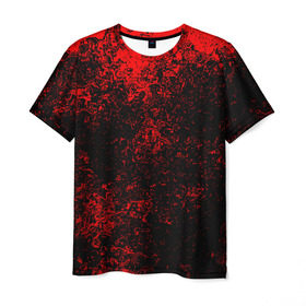 Мужская футболка 3D с принтом Брызги красок(red style) в Новосибирске, 100% полиэфир | прямой крой, круглый вырез горловины, длина до линии бедер | abstraction | color | paint | spray | tie dye | абстракция | брызги красок | всплеск красок | капли красок | текстуры