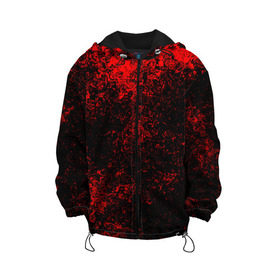 Детская куртка 3D с принтом Брызги красок(red style) в Новосибирске, 100% полиэстер | застежка — молния, подол и капюшон оформлены резинкой с фиксаторами, по бокам — два кармана без застежек, один потайной карман на груди, плотность верхнего слоя — 90 г/м2; плотность флисового подклада — 260 г/м2 | abstraction | color | paint | spray | tie dye | абстракция | брызги красок | всплеск красок | капли красок | текстуры