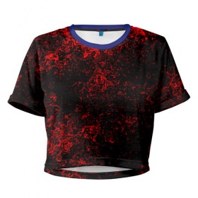 Женская футболка 3D укороченная с принтом Брызги красок(red style) в Новосибирске, 100% полиэстер | круглая горловина, длина футболки до линии талии, рукава с отворотами | abstraction | color | paint | spray | tie dye | абстракция | брызги красок | всплеск красок | капли красок | текстуры