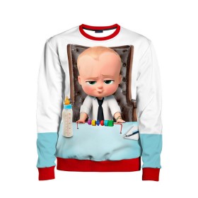 Детский свитшот 3D с принтом Boss Baby в Новосибирске, 100% полиэстер | свободная посадка, прямой крой, мягкая тканевая резинка на рукавах и понизу свитшота | Тематика изображения на принте: boss baby | босс | молокосос | мультфильмы