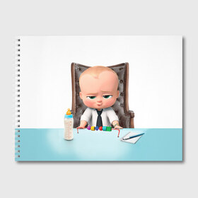 Альбом для рисования с принтом Boss Baby в Новосибирске, 100% бумага
 | матовая бумага, плотность 200 мг. | Тематика изображения на принте: boss baby | босс | молокосос | мультфильмы