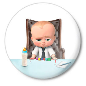 Значок с принтом Boss Baby в Новосибирске,  металл | круглая форма, металлическая застежка в виде булавки | boss baby | босс | молокосос | мультфильмы