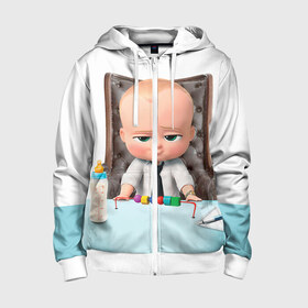Детская толстовка 3D на молнии с принтом Boss Baby в Новосибирске, 100% полиэстер |  манжеты и пояс оформлены широкой мягкой резинкой, двухслойный капюшон со шнурком для регулировки, спереди карманы и застежка-молния
 | Тематика изображения на принте: boss baby | босс | молокосос | мультфильмы