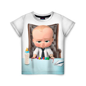 Детская футболка 3D с принтом Boss Baby в Новосибирске, 100% гипоаллергенный полиэфир | прямой крой, круглый вырез горловины, длина до линии бедер, чуть спущенное плечо, ткань немного тянется | boss baby | босс | молокосос | мультфильмы