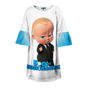 Детское платье 3D с принтом Boss Baby в Новосибирске, 100% полиэстер | прямой силуэт, чуть расширенный к низу. Круглая горловина, на рукавах — воланы | boss baby | босс | молокосос | мультфильмы