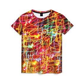 Женская футболка 3D с принтом Light creative в Новосибирске, 100% полиэфир ( синтетическое хлопкоподобное полотно) | прямой крой, круглый вырез горловины, длина до линии бедер | abstract | colorful | electric | energy | light | абстракция | вет | цвет | электрик | энергия