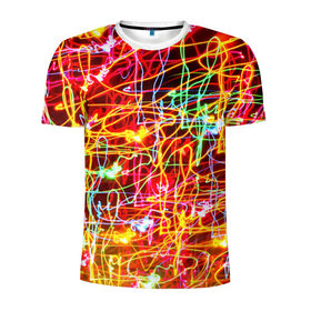 Мужская футболка 3D спортивная с принтом Light creative в Новосибирске, 100% полиэстер с улучшенными характеристиками | приталенный силуэт, круглая горловина, широкие плечи, сужается к линии бедра | abstract | colorful | electric | energy | light | абстракция | вет | цвет | электрик | энергия