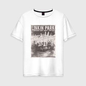 Женская футболка хлопок Oversize с принтом Linkin Park афиша в Новосибирске, 100% хлопок | свободный крой, круглый ворот, спущенный рукав, длина до линии бедер
 | bennington | chester | linkin park | альтернативный метал | альтернативный рок | беннингтон | группа | концерт | линкин парк | музыкант | ню метал | певец | рок | рэп | рэп рок | честер | электроник рок