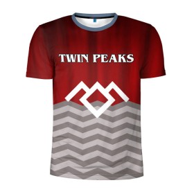 Мужская футболка 3D спортивная с принтом Twin Peaks в Новосибирске, 100% полиэстер с улучшенными характеристиками | приталенный силуэт, круглая горловина, широкие плечи, сужается к линии бедра | twin peaks | арт | лого | полосы | сериал | твин пикс | текстура | фильмы