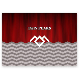 Поздравительная открытка с принтом Twin Peaks в Новосибирске, 100% бумага | плотность бумаги 280 г/м2, матовая, на обратной стороне линовка и место для марки
 | twin peaks | арт | лого | полосы | сериал | твин пикс | текстура | фильмы