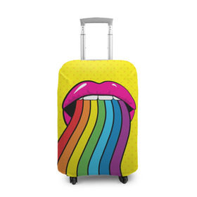 Чехол для чемодана 3D с принтом Pop art в Новосибирске, 86% полиэфир, 14% спандекс | двустороннее нанесение принта, прорези для ручек и колес | fun | lip color | mouth | pop art | rainbow | reggae | spectrum | style | summer | teeth | yellow | веселье | губы | желтый | зубы | лето | поп арт | радуга | рот | спектр | стиль | цвет