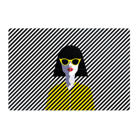 Магнитный плакат 3Х2 с принтом Pop art girl в Новосибирске, Полимерный материал с магнитным слоем | 6 деталей размером 9*9 см | abstraction | bright | color | fashion | hair | lines | lips | pop art | rack | red | style | yellow | абстракция | губы | желтый | каре | красный | линии | мода | очки | поп арт | прическа | стиль | цвет | яркий