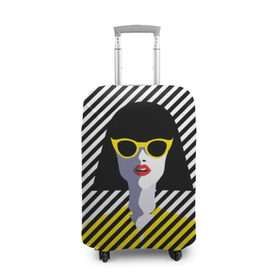 Чехол для чемодана 3D с принтом Pop art girl в Новосибирске, 86% полиэфир, 14% спандекс | двустороннее нанесение принта, прорези для ручек и колес | abstraction | bright | color | fashion | hair | lines | lips | pop art | rack | red | style | yellow | абстракция | губы | желтый | каре | красный | линии | мода | очки | поп арт | прическа | стиль | цвет | яркий