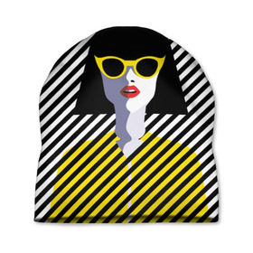 Шапка 3D с принтом Pop art girl в Новосибирске, 100% полиэстер | универсальный размер, печать по всей поверхности изделия | abstraction | bright | color | fashion | hair | lines | lips | pop art | rack | red | style | yellow | абстракция | губы | желтый | каре | красный | линии | мода | очки | поп арт | прическа | стиль | цвет | яркий