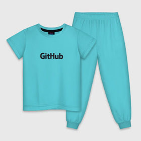 Детская пижама хлопок с принтом GitHubWhite в Новосибирске, 100% хлопок |  брюки и футболка прямого кроя, без карманов, на брюках мягкая резинка на поясе и по низу штанин
 | github | программист