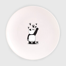Тарелка с принтом Панда наследил в Новосибирске, фарфор | диаметр - 210 мм
диаметр для нанесения принта - 120 мм | Тематика изображения на принте: бамбук | бамбуковый медведь | банка | животное | зубы | капли | когти | краска | красная книга | лапы | мишка | панда | подтеки | прикол | прикольный | рисует | следы | черный | япония