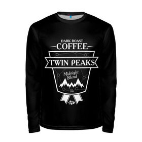 Мужской лонгслив 3D с принтом Twin Peaks Coffee в Новосибирске, 100% полиэстер | длинные рукава, круглый вырез горловины, полуприлегающий силуэт | twin peaks | арт | купер | сериал | твин пикс | фильмы | черно белые
