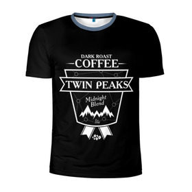Мужская футболка 3D спортивная с принтом Twin Peaks Coffee в Новосибирске, 100% полиэстер с улучшенными характеристиками | приталенный силуэт, круглая горловина, широкие плечи, сужается к линии бедра | twin peaks | арт | купер | сериал | твин пикс | фильмы | черно белые