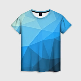 Женская футболка 3D с принтом geometric blue в Новосибирске, 100% полиэфир ( синтетическое хлопкоподобное полотно) | прямой крой, круглый вырез горловины, длина до линии бедер | abstraction | абстракция | геометрия | грани | линии | полигоны | розовый | сочетания | текстура | треугольники