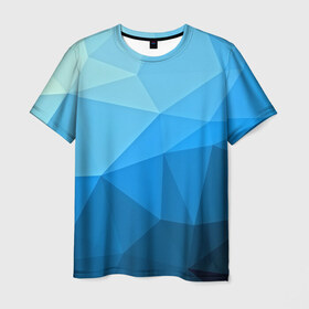Мужская футболка 3D с принтом geometric blue в Новосибирске, 100% полиэфир | прямой крой, круглый вырез горловины, длина до линии бедер | abstraction | абстракция | геометрия | грани | линии | полигоны | розовый | сочетания | текстура | треугольники