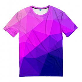 Мужская футболка 3D с принтом Geometrica в Новосибирске, 100% полиэфир | прямой крой, круглый вырез горловины, длина до линии бедер | abstraction | абстракция | геометрия | грани | линии | полигоны | розовый | сочетания | текстура | треугольники