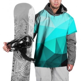 Накидка на куртку 3D с принтом Green geometric в Новосибирске, 100% полиэстер |  | abstraction | абстракция | геометрия | грани | линии | полигоны | сочетания | текстура | треугольники