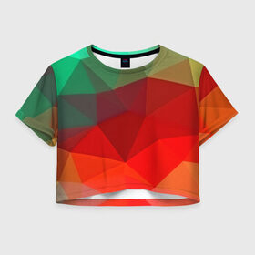 Женская футболка 3D укороченная с принтом Abstraction colorise в Новосибирске, 100% полиэстер | круглая горловина, длина футболки до линии талии, рукава с отворотами | abstraction | абстракция | геометрия | грани | линии | полигоны | сочетания | текстура | треугольники