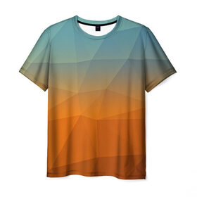 Мужская футболка 3D с принтом Смешивание цвета в Новосибирске, 100% полиэфир | прямой крой, круглый вырез горловины, длина до линии бедер | abstraction | абстракция | геометрия | грани | линии | полигоны | сочетания | текстура | треугольники