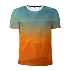 Мужская футболка 3D спортивная с принтом Смешивание цвета в Новосибирске, 100% полиэстер с улучшенными характеристиками | приталенный силуэт, круглая горловина, широкие плечи, сужается к линии бедра | abstraction | абстракция | геометрия | грани | линии | полигоны | сочетания | текстура | треугольники