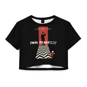 Женская футболка 3D укороченная с принтом Twin Peaks в Новосибирске, 100% полиэстер | круглая горловина, длина футболки до линии талии, рукава с отворотами | twin peaks | агент дейл  купер | арт | сериал | твин пикс | фильмы
