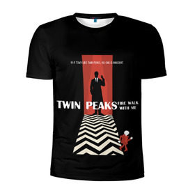 Мужская футболка 3D спортивная с принтом Twin Peaks в Новосибирске, 100% полиэстер с улучшенными характеристиками | приталенный силуэт, круглая горловина, широкие плечи, сужается к линии бедра | twin peaks | агент дейл  купер | арт | сериал | твин пикс | фильмы