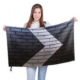 Флаг 3D с принтом Стена в Новосибирске, 100% полиэстер | плотность ткани — 95 г/м2, размер — 67 х 109 см. Принт наносится с одной стороны | кирпич | стена | стенка | стрела